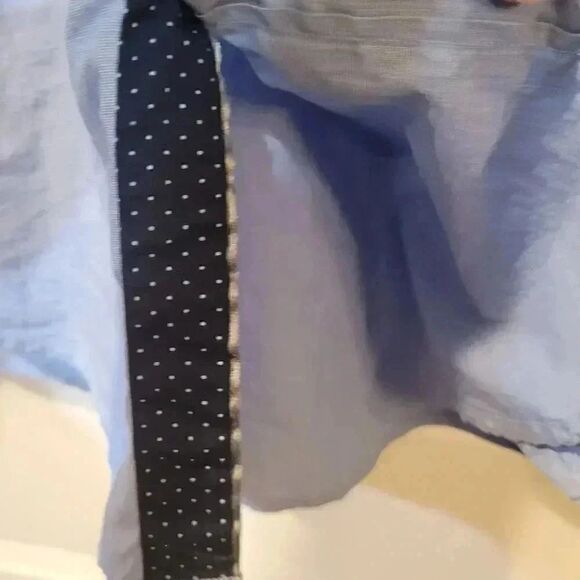 Ethan Williams Men's Blue w Polka-dot Cotton Dress Shirt EUC sz L Pit to pit 19 - Picture 8 of 8